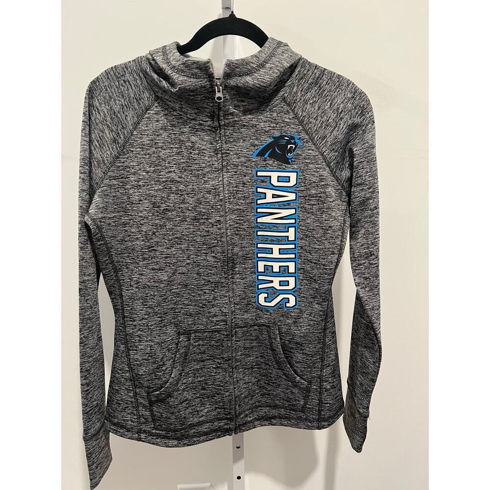NFL Team Apparel Women’s Carolina Panther Zip Front Fitted Hoodie SZ Small Gray